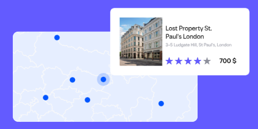 <b>Более 2,5 млн объектов размещения по всему миру</b> <br>Одна из самых обширных баз отелей для юридических лиц, которая постоянно обновляется